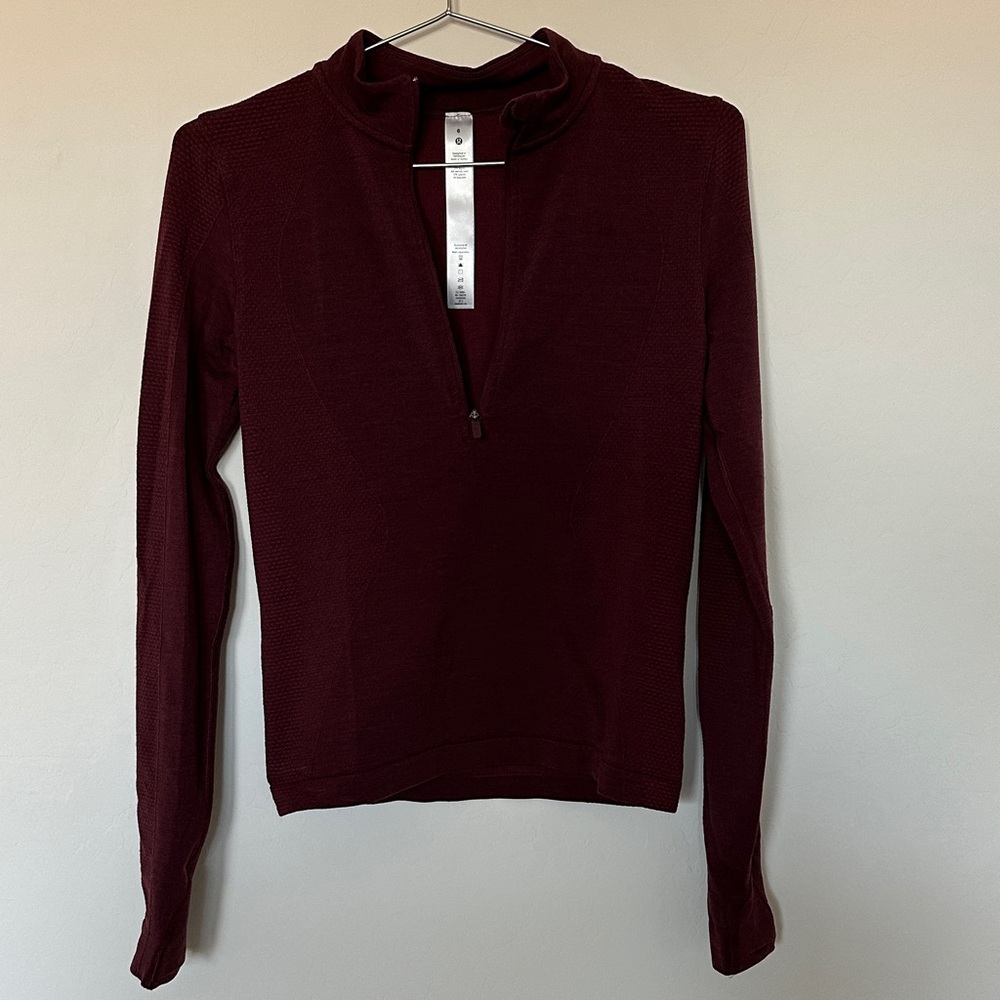 Lululemon Athletica Deep Red Long Sleeve Top